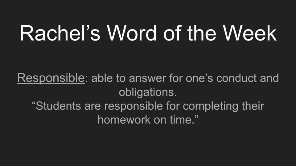 Rachel's Word Week 3